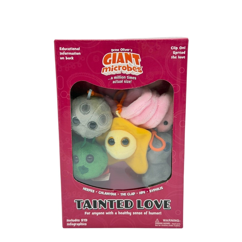 Giant Microbes Tainted Love STD Plush Box Set Gag Gift Herpes Chlamydia Syphilis